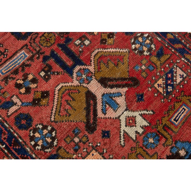 Tribal Vintage Tribal Persian Wool Runner Handmade Tabriz in Red For Sale - Image 3 of 8