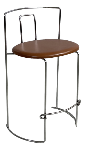 Italian Modern Brown Faux Leather and Steel Bar Stool by Kazuhide Takahama for Gavina, 1970s
