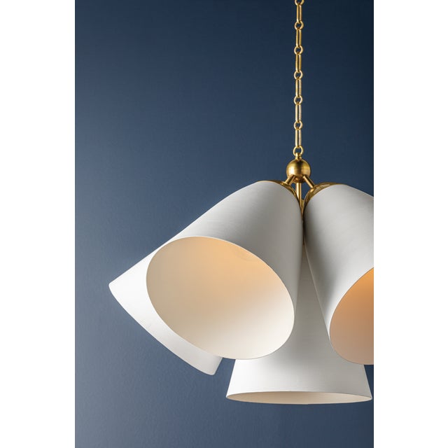Hudson Valley Lighting Bronson 37.5 in. 6 Light Chandelier in Aged Brass and White Plaster Finish For Sale - Image 10 of 11