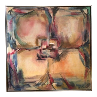 H Coulter, Vintage Mid Century Modern Abstract Oil Painting, 1971 For Sale