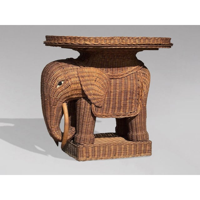 Italian Handwoven Wicker Elephant Shaped Side Table from Vivai Del Sud, 1970 For Sale - Image 10 of 10