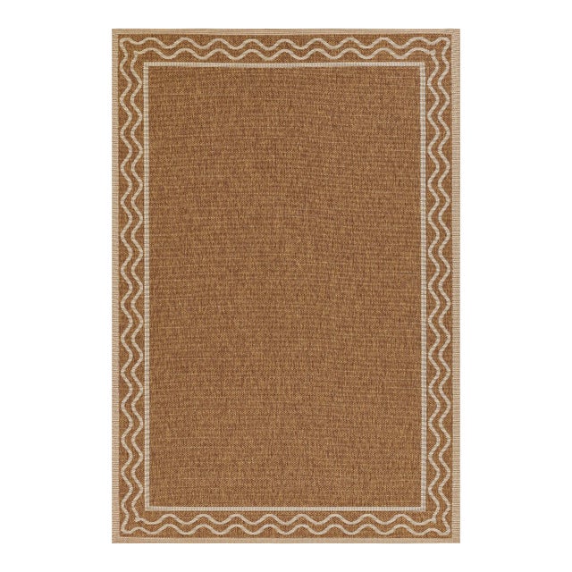 Erin Gates by Momeni Saybrook Ripple Natural Indoor/Outdoor Area Rug 5'3" X 7' For Sale