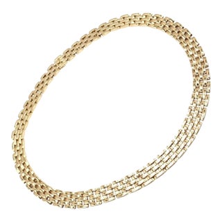 1990s Cartier Maillon Panthere Five-Row Wide 20" Long Yellow Gold Necklace For Sale