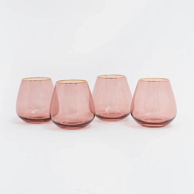 Modern Siren Beverageware Pinot + Gold Short Stemless Glass - Set of 4 For Sale - Image 3 of 3