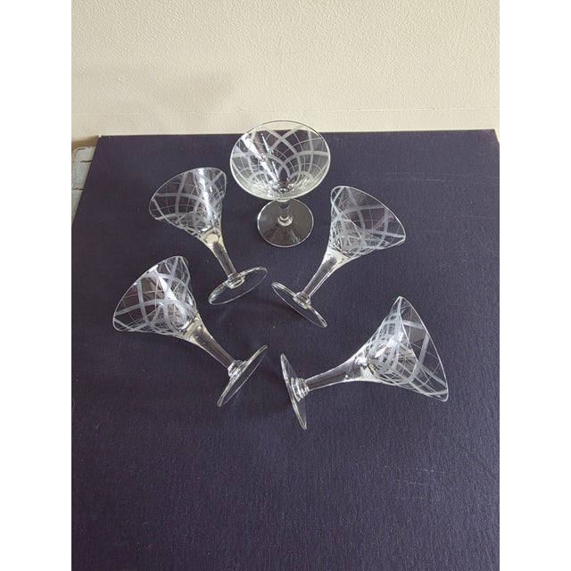 1940s Five Art Deco Cocktail Glasses For Sale - Image 5 of 10