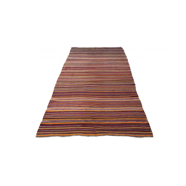 Mid-Century Modern Decorative Vintage Striped Kilim Rug - 4`11" X 12`2" For Sale - Image 3 of 6