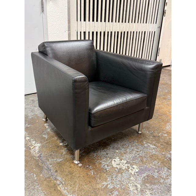 Italian Rodolfo Dordoni for Minotti Copenhagen Leather Armchair For Sale - Image 3 of 12