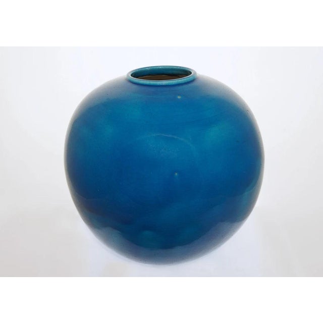 Ceramic Early 20th Century French Art Deco Primavera Atelier Turquoise Color Faience Modern Table Lamp For Sale - Image 7 of 9