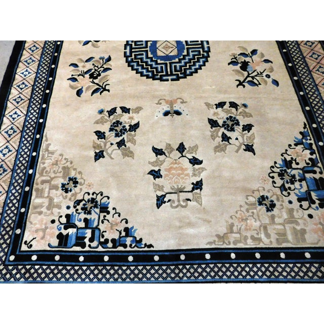 1980s Vintage Hand Knotted Wool Pile Chinese Rug. 8'4"x 5'6" For Sale - Image 5 of 12