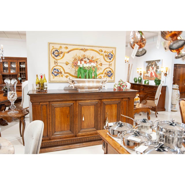 Rustic Italian Walnut Sideboard With Fluted Columns For Sale - Image 3 of 3