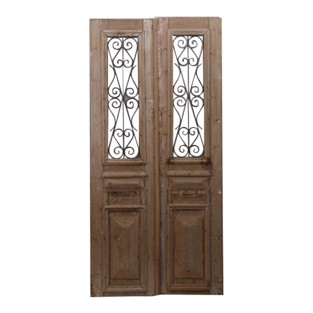 Late 19th Century Double French Doors With Metal/Glass - A Pair For Sale