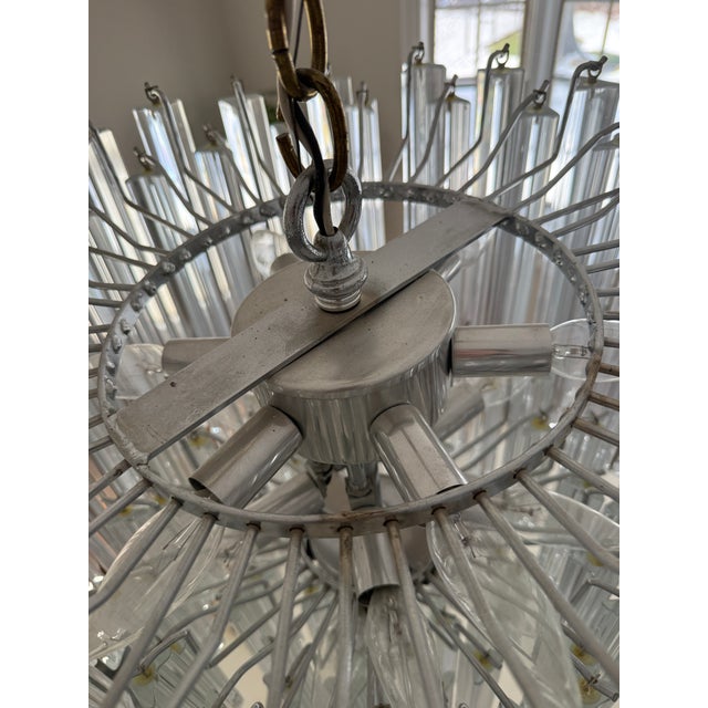 Vintage Murano Glass Clear Chandelier in the Style of Venini Triedri For Sale - Image 14 of 18