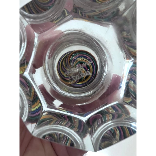 Signed Italian Venini Murano Multi Color Ribbon Paperweight For Sale In Los Angeles - Image 6 of 8