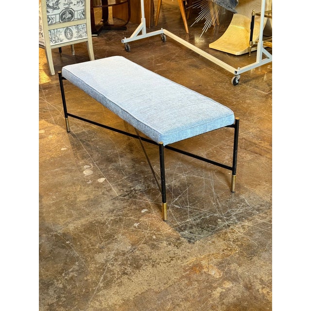 Italian MCM Design Black Steel Bench For Sale - Image 4 of 7
