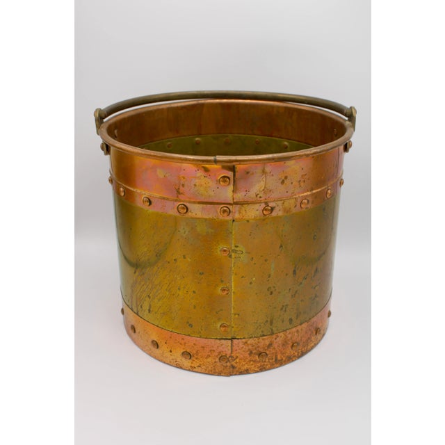 Antique Traditional Brass and Copper Bucket For Sale - Image 4 of 12