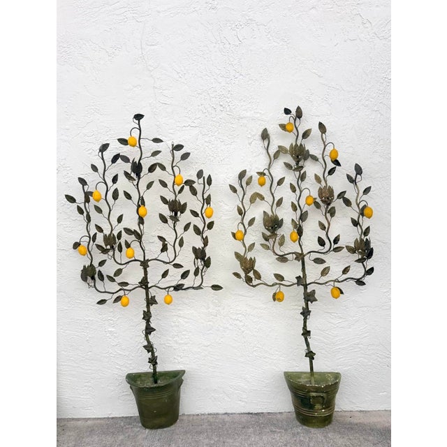Vintage Italian Lemon Tole Tree Lights - A Pair For Sale - Image 9 of 12