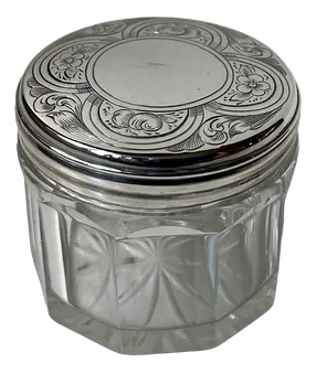 Antique Silver and Crystal Vanity Jar from Thomas Wallis, 1834