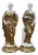 Neoclassical Greek Goddess 24k Gold Gilt Porcelain Statues Figurines 11" For Sale