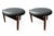 Mid-Century Modern Mid Century Style Round Walnut and Black Leather Ottomans For Sale - Image 3 of 4
