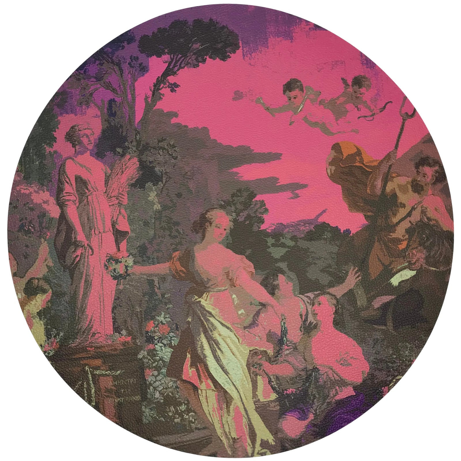 Nicolette Mayer Cyprus Picnic Pop Pink 16" Round Pebble Placemats, Set of 4