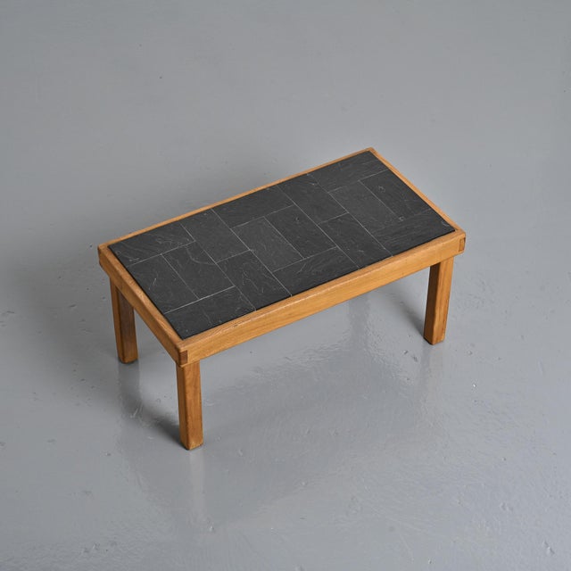 Black Slate and Wood Coffee Table from Maison Regain, 1980 For Sale - Image 8 of 11