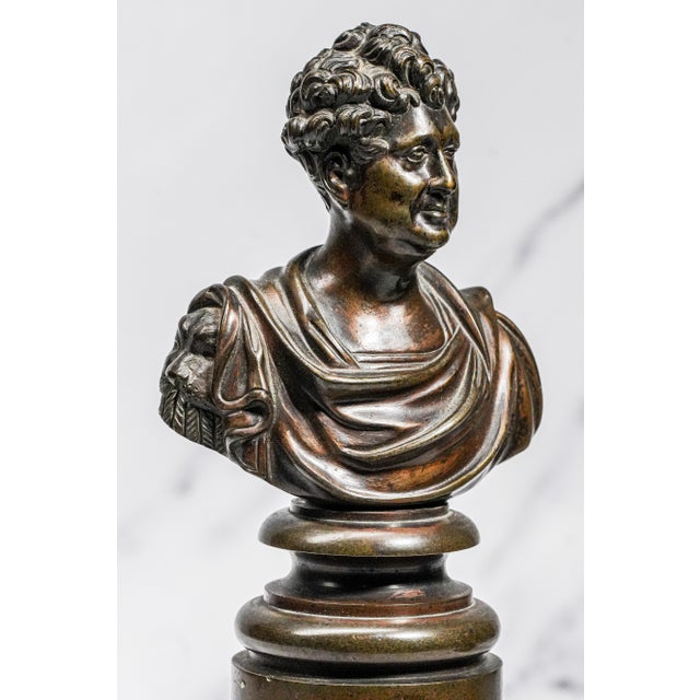 Victorian Amazing Pair Antique Bronze English Neoclassical Grand Tour Statue Sculpture Bust Royalty Home Decor For Sale - Image 3 of 17