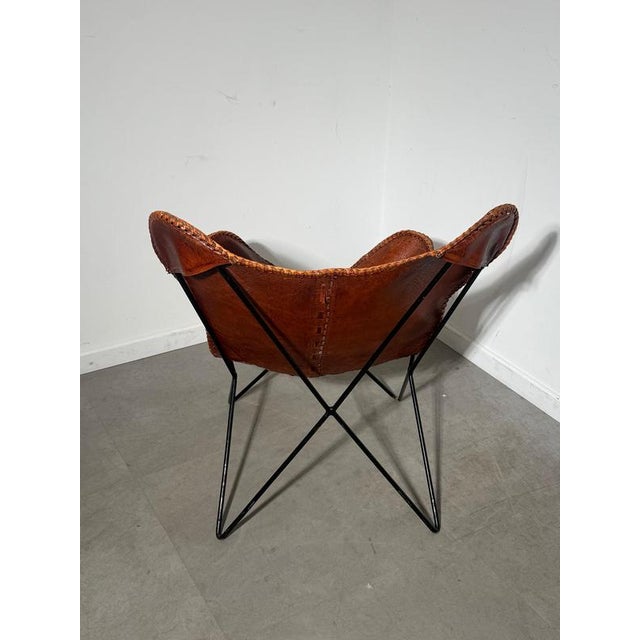 Cognac Leather Butterfly Lounge Chair For Sale - Image 5 of 6