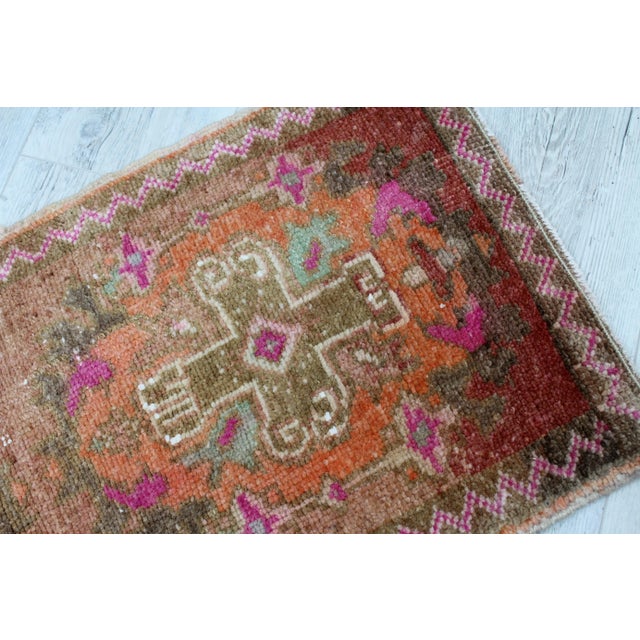 Turkish Mini Rug - 18" X 36" For Sale - Image 4 of 11