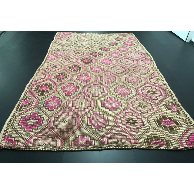 Turkish 1960s Vintage Turkish Anatolian Geometric Design Handmade Wool Kilim Rug - 6′6″ × 11′1″ For Sale - Image 3 of 11