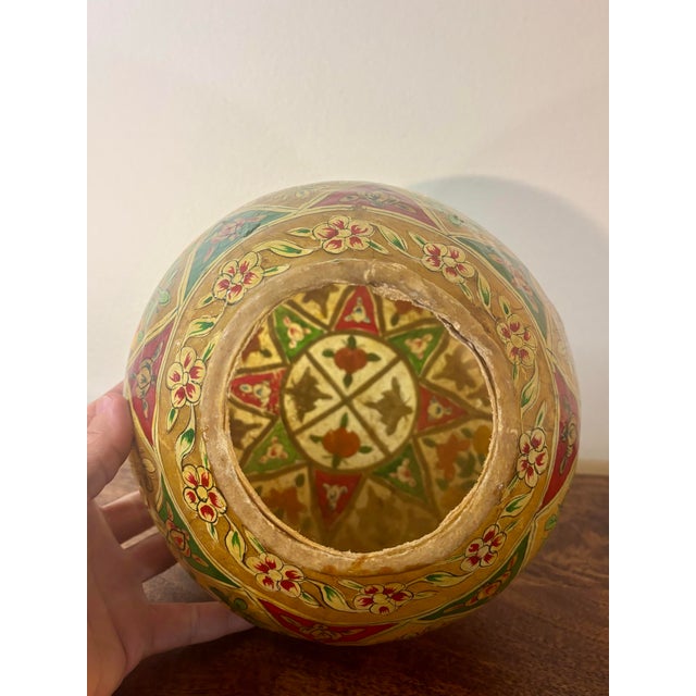 Antique Hand Painted Camel Bladder Lamp Shade Diffuser Folk Art c.1900 For Sale In Miami - Image 6 of 7