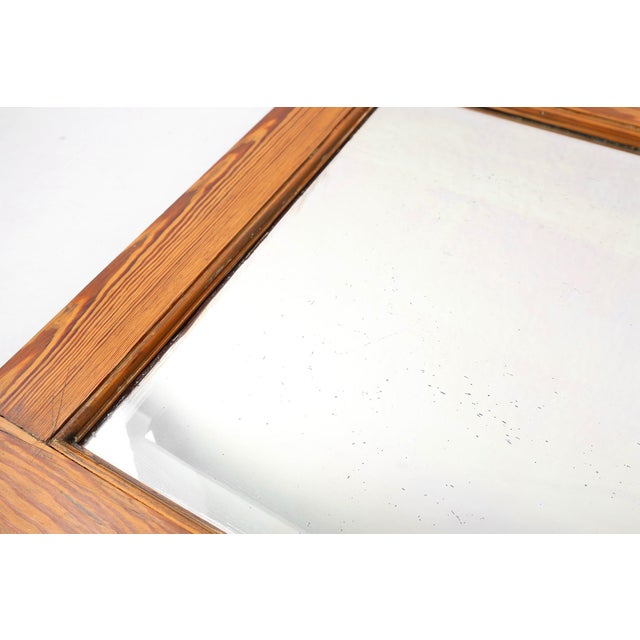 Mid-Century Modern French Mirror with Warm Pine Wood Frame, 1900s For Sale - Image 3 of 11
