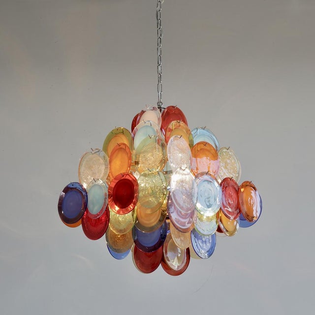 Metal Vintage Murano Glass Chandelier from Vistosi, 1980s For Sale - Image 7 of 7