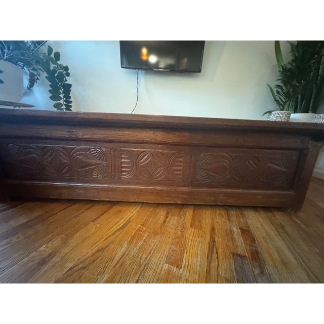 16th Century Rare 1600s Antique Hand-Carved Wooden Chest / Table Rare!! One-of-a-Kind Historic Piece — Reportedly Dating to the 1600s For Sale - Image 5 of 5