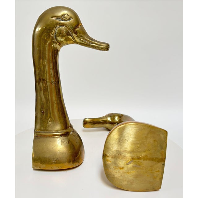 Pair of Large Mid-Century Brass Duck Head Bookends, Sarried Style, Circa 1950 For Sale - Image 15 of 17