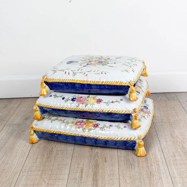 1910s Faïence Footstool, France Circa 1910 For Sale - Image 5 of 9