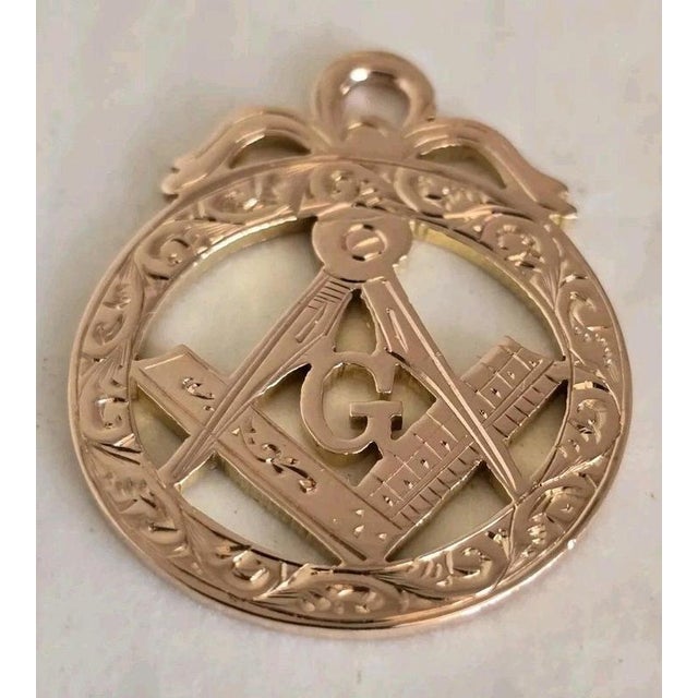 Davis 9ct Rose Gold Masonic Fob Pendant by William Oakley, 1908 For Sale - Image 11 of 18