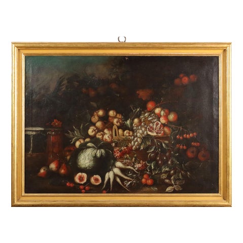 Still Life with Fruit, 1700s, Oil on Canvas, Framed For Sale