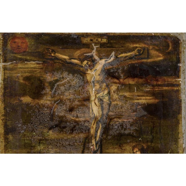 Baroque 17th Century Italian Religious Painting on Glass For Sale - Image 3 of 7