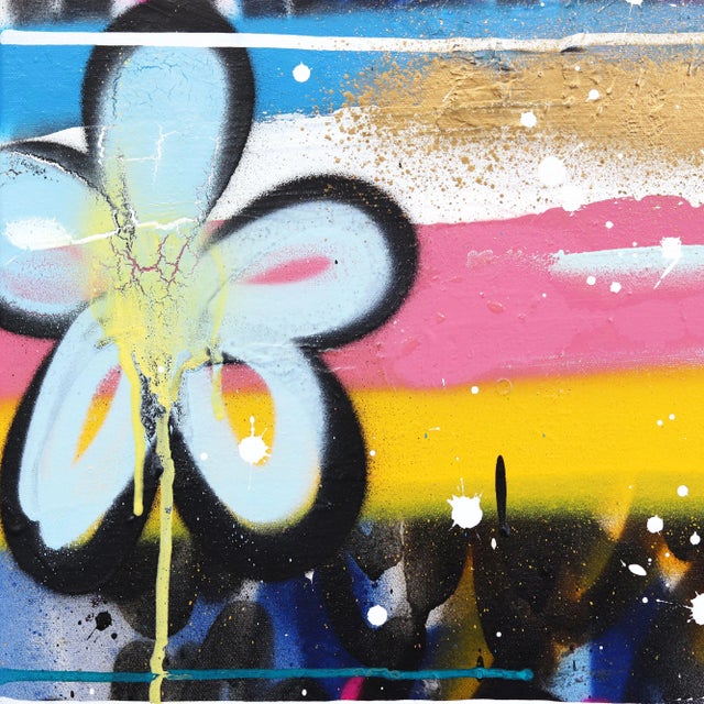Colorful Street Art Urban Graffiti Painting Flowers Tall Art "Favorite Sunrise Walk" Original Artwork by Amber Goldhammer For Sale - Image 4 of 10