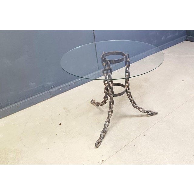 1970s Brutalist Chain Link Coffee Table with Glass, 1970s For Sale - Image 5 of 11