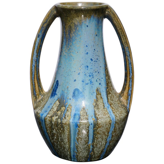 Pierrefonds Crystalline Art Nouveau Handled Vase For Sale