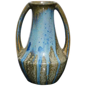 Pierrefonds Crystalline Art Nouveau Handled Vase
