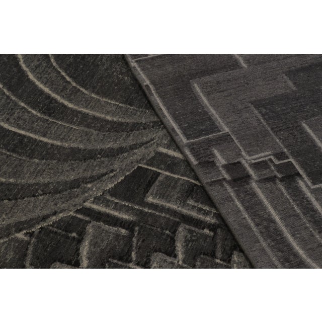 Gray Rug & Kilim's Modern Optical Illusion Rug in Deep Charcoal For Sale - Image 8 of 8