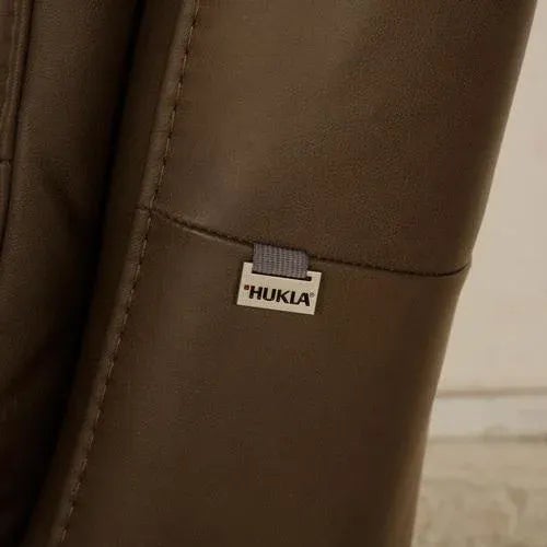 Hukla Brown Leather Two-Seater Sofa For Sale - Image 6 of 11