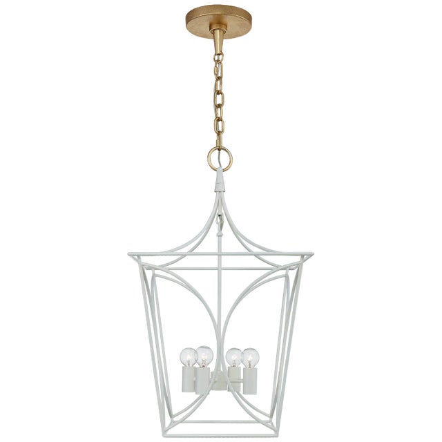 Kate Spade New York for Visual Comfort Signature Cavanagh Small Lantern in Light Cream & Gild For Sale