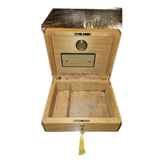 1990 Hermès Paris Briarwood & Peccary Leather Humidor, Made in France For Sale