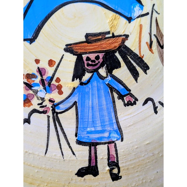 Madeleine in Paris at Eiffel Tower Plate in Painted and Glazed Ceramic by Ludwig Bemelmans, 1950s For Sale - Image 6 of 7