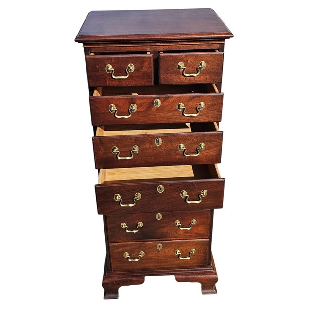 Vintage Council Chippendale-Style 7-Drawer Tallboy / Semainier / Lingerie Chest For Sale - Image 10 of 11