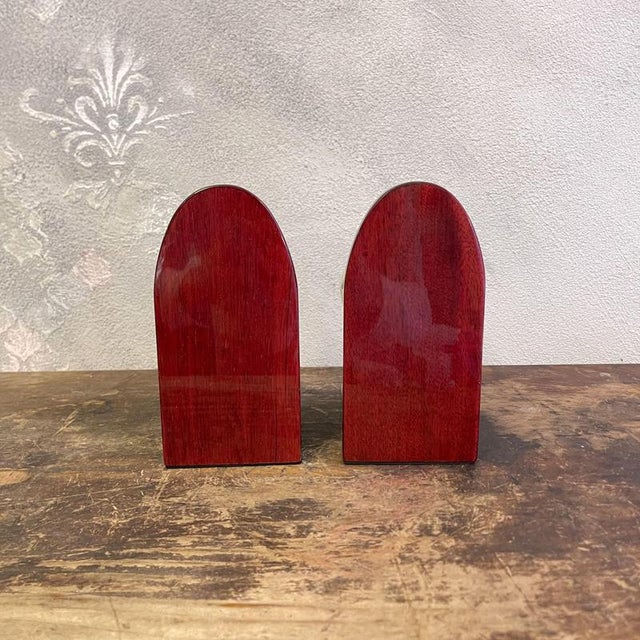 Bookends with Mahogany Globes and Brass Bases, 1980s, Set of 2 For Sale - Image 4 of 18