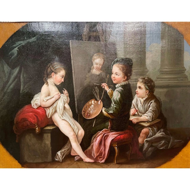 18th Century French “Four Arts” Allegorical Paintings After Carle Van Loo For Sale In Dallas - Image 6 of 18